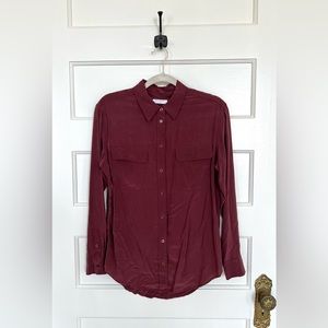 Washed silk slim Signature shirt, designed by Kate Moss for Equipment A/W16